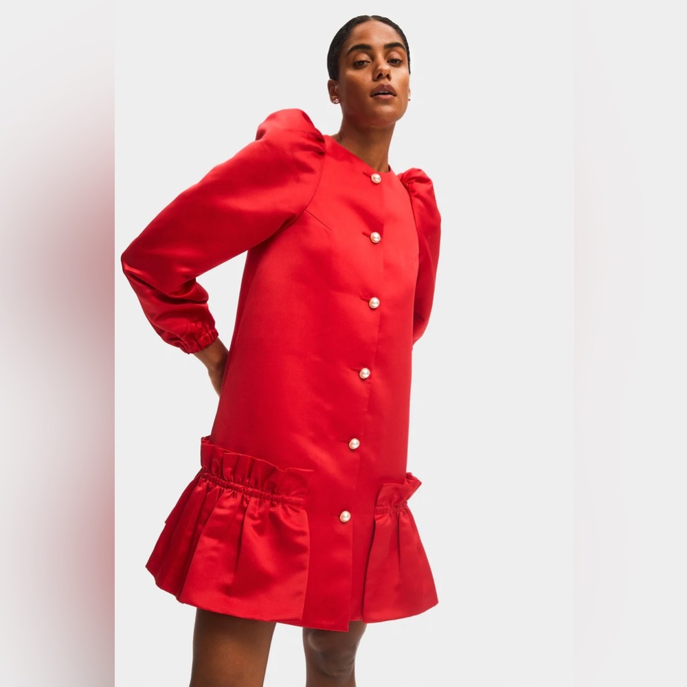 NWT Sleeper Mystery Puff Dress in Red